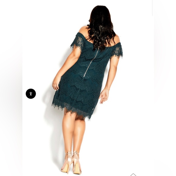 CityChic off the shoulder Bella lace dress emerald size 20 - Picture 2 of 12